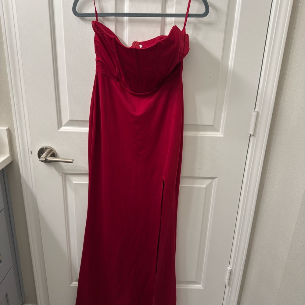Source Unknown Strapless Red Gown